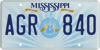 MS license plate AGR840