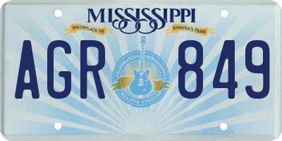 MS license plate AGR849