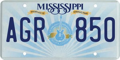 MS license plate AGR850