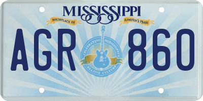 MS license plate AGR860