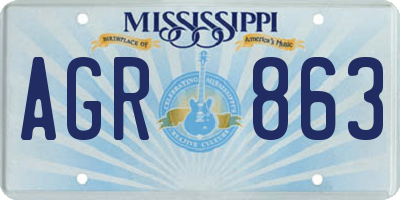 MS license plate AGR863