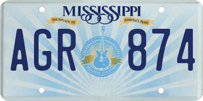 MS license plate AGR874