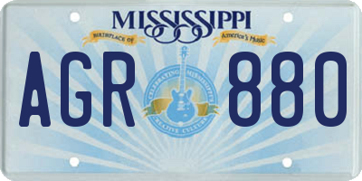 MS license plate AGR880