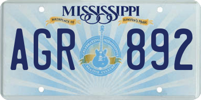 MS license plate AGR892