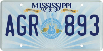 MS license plate AGR893