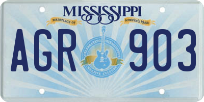 MS license plate AGR903