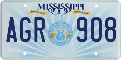 MS license plate AGR908