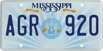 MS license plate AGR920
