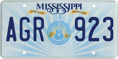 MS license plate AGR923