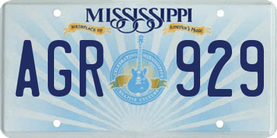 MS license plate AGR929