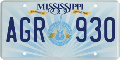 MS license plate AGR930
