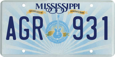 MS license plate AGR931