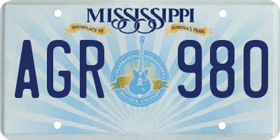 MS license plate AGR980