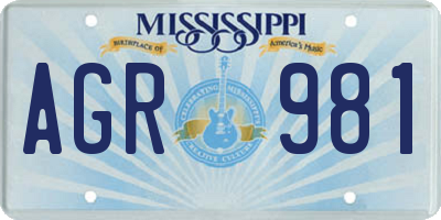MS license plate AGR981