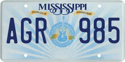 MS license plate AGR985