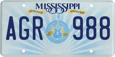 MS license plate AGR988