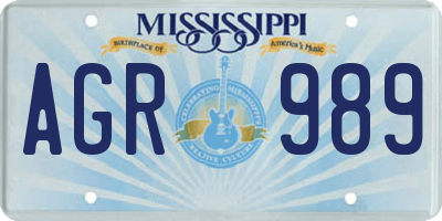 MS license plate AGR989