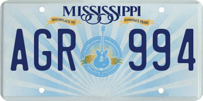 MS license plate AGR994