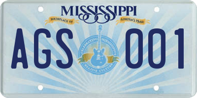 MS license plate AGS001