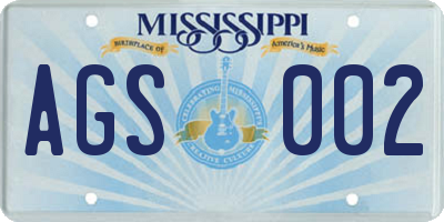 MS license plate AGS002