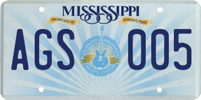 MS license plate AGS005