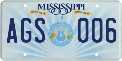 MS license plate AGS006