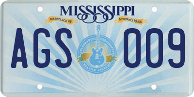 MS license plate AGS009