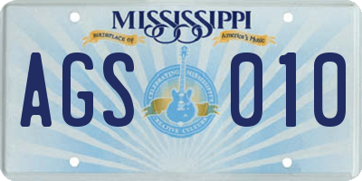 MS license plate AGS010