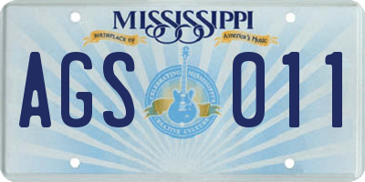 MS license plate AGS011