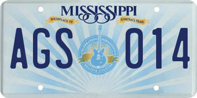 MS license plate AGS014