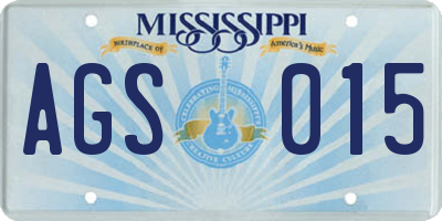 MS license plate AGS015