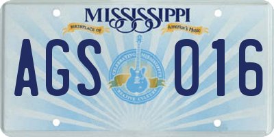 MS license plate AGS016