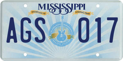 MS license plate AGS017