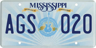 MS license plate AGS020