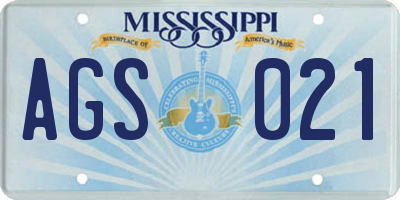 MS license plate AGS021