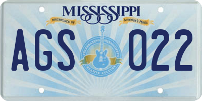 MS license plate AGS022