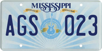 MS license plate AGS023