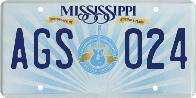 MS license plate AGS024