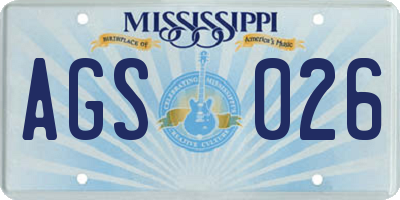 MS license plate AGS026