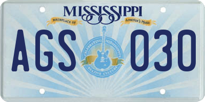 MS license plate AGS030