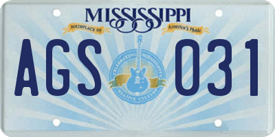 MS license plate AGS031