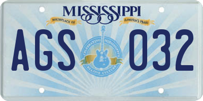 MS license plate AGS032