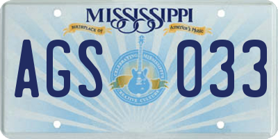 MS license plate AGS033