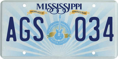 MS license plate AGS034