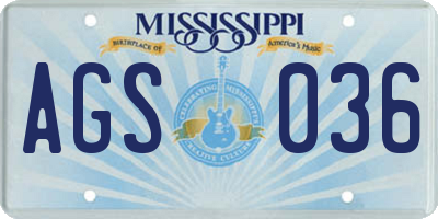 MS license plate AGS036