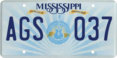 MS license plate AGS037
