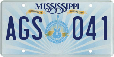 MS license plate AGS041