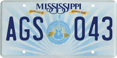MS license plate AGS043