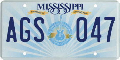 MS license plate AGS047