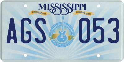 MS license plate AGS053